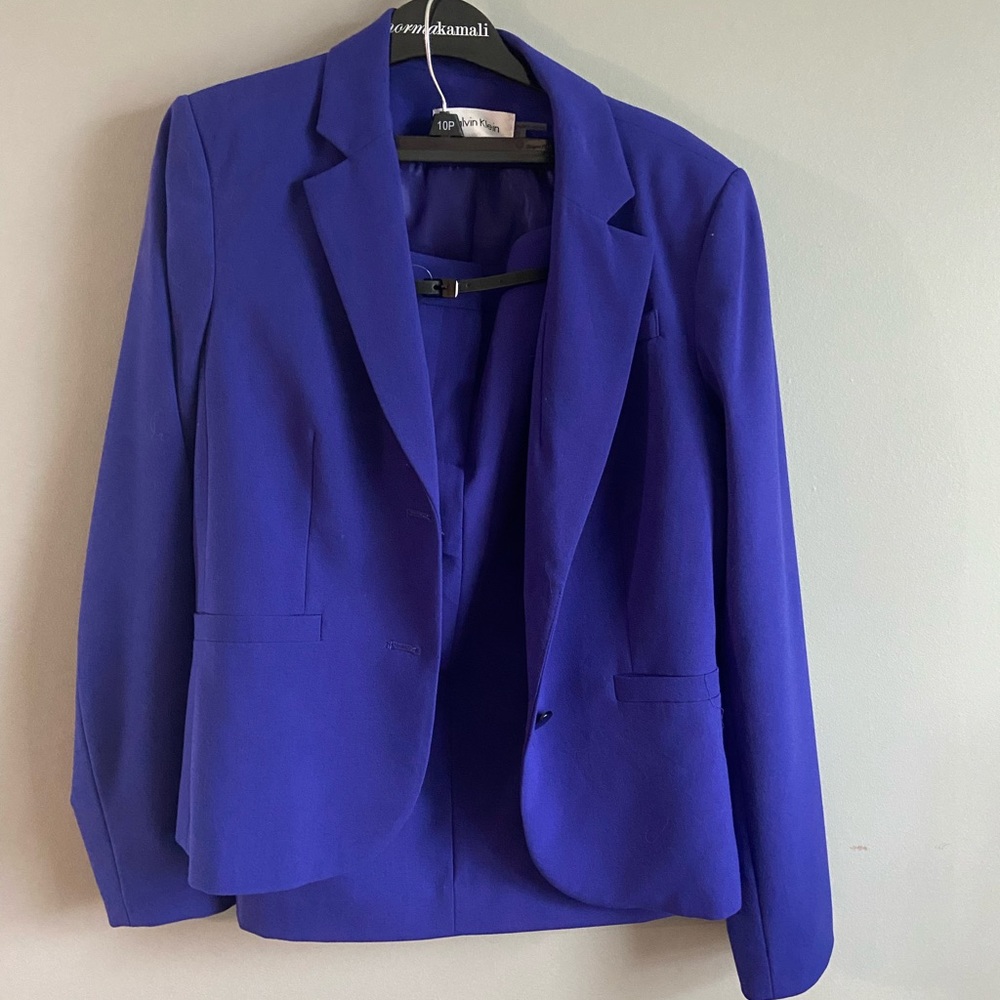 Calvin Klein skirt suit set. NWT. Purple